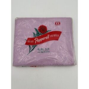 Vintage Red‎ Label Pepperell Fine Muslin Sheet 81x99 Pink - Made In USA NOS